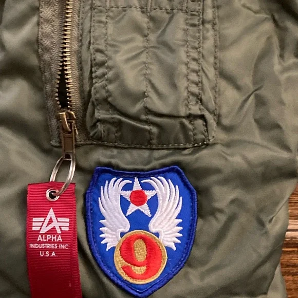 Alpha Industries Green Zip Top Gun Flight Bomber Jacket MA-1 Patches Youth L - Picture 7 of 16